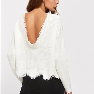 Low Back Scallop Raw Edge Sweater